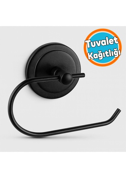 Metal Yapışkanlı Tuvalet Kağıtlık Aparat Açık Wc Kağıt Standı Havluluk Paslanmaz Metal Sağlam Siyah