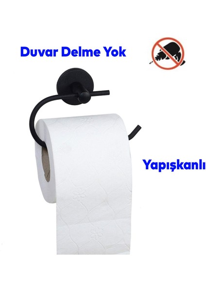 Metal Yapışkanlı Tuvalet Kağıtlık Aparat Açık Wc Kağıt Standı Havluluk Paslanmaz Metal Sağlam Siyah fırsatları