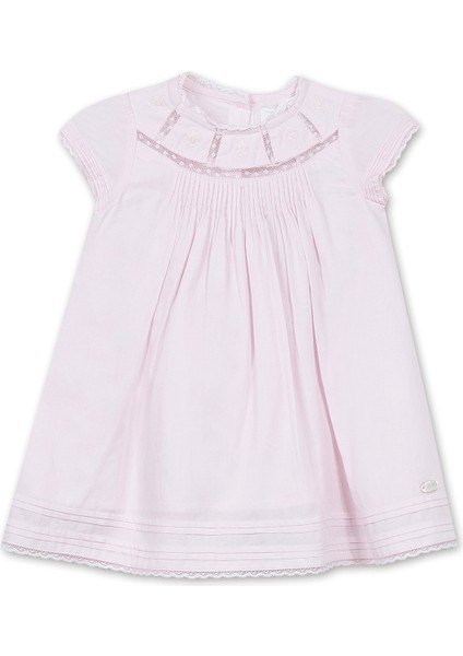 Pembe Kısa Kollu Kız Bebek Elbise