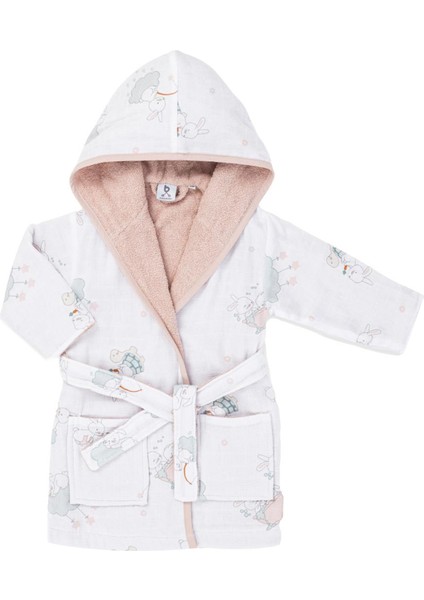 Hero Desenli Bunny Müslin Havlu Bebek Çocuk Bornozu