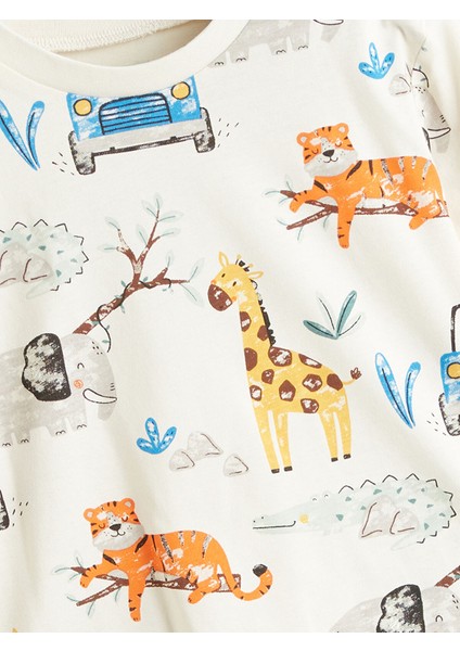 Yeni Sezon Bisiklet Yaka Baskılı Erkek Bebek Pijama Takım fırsatları