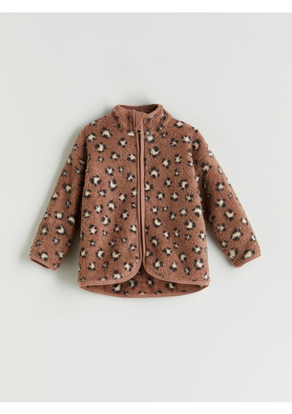 Yeni Sezon Leopar Desenli Pelüş Kız Bebek Hırka