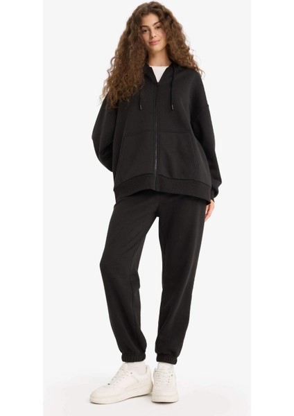 V4233 Siyah Oversize Geniş Kalıp Kapüşonlu Fermuarlı Sweatshirt fiyatları