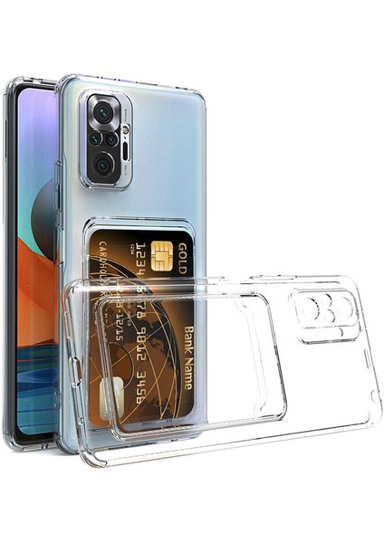 Xiaomi Redmi Note 10 Pro Kılıf Kartlıklı Şeffaf N7TH Setra Clear Silikon Kapak-Renksiz