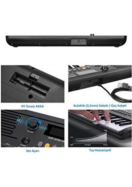 Sapphire MK-1537 37 Tuş Hassasiyetli Org (Adaptör Hediye) - Siyah modelleri