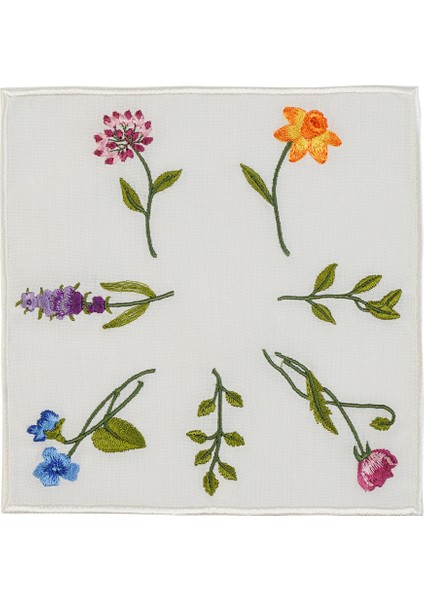 Garden Çiçek Desenli Keten 4'lü Bardak Altlığı Seti