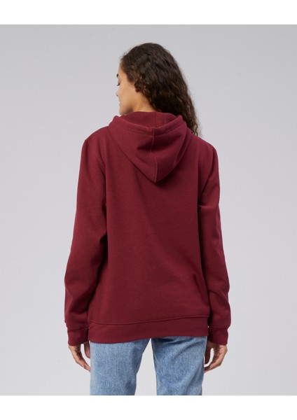 Mooncover Kadın Kapşonlu Kanguru Cepli Sweatshirt – Bordo modelleri