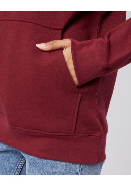 Mooncover Kadın Kapşonlu Kanguru Cepli Sweatshirt – Bordo