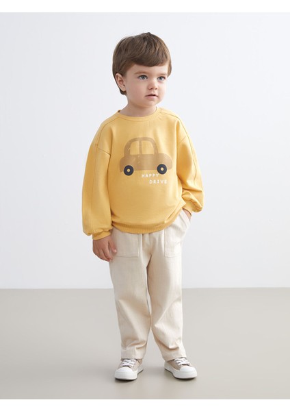 Yeni Sezon Baskılı Erkek Bebek Sweatshirt ve Eşofman Alt 2'li