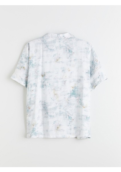 Yeni Sezon Regular Fit Resort Yaka Kısa Kollu Desenli Viskon Erkek Gömlek fiyatları