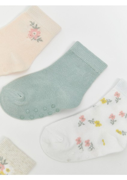 Yeni Sezon Çiçekli Kız Çocuk Soket Çorap 5'li modelleri