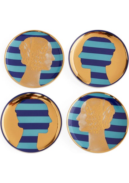 Renaissance Mavi 4lü Porselen Bardak Altlığı Seti