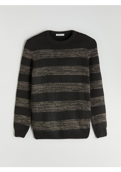 Yeni Sezon Bisiklet Yaka Çizgili Erkek Triko Kazak