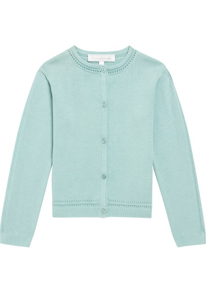 Nil Yeşili Kız Çocuk Triko Hırka