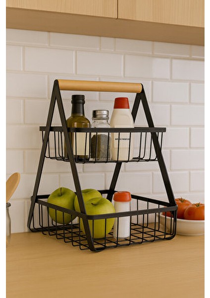 2 Katlı Siyah Otel Tipipaslanmaz Banyo Düzenleyici Mutfak Çok Kullanımlı Organizer Mutfak Rafı fiyatları