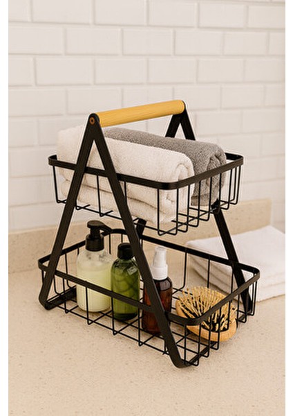 2 Katlı Siyah Otel Tipipaslanmaz Banyo Düzenleyici Mutfak Çok Kullanımlı Organizer Mutfak Rafı modelleri