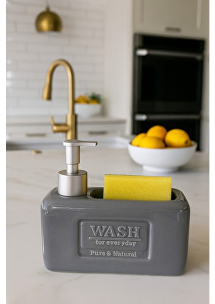 Şık ve Fonksiyonel Seramik Süngerlikli Sıvı Sabunluk/deterjanlık, Gri, 500 ml fiyatları