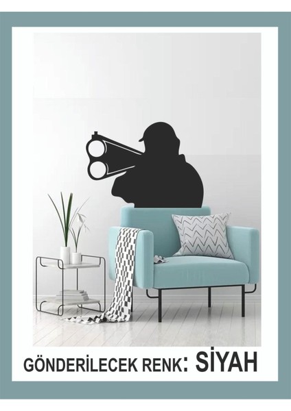 Avcı ve Tüfeği Sticker -65X45CM- Oto Sticker - Duvar Sticker - Kamp Sticker -Traktör Sticker