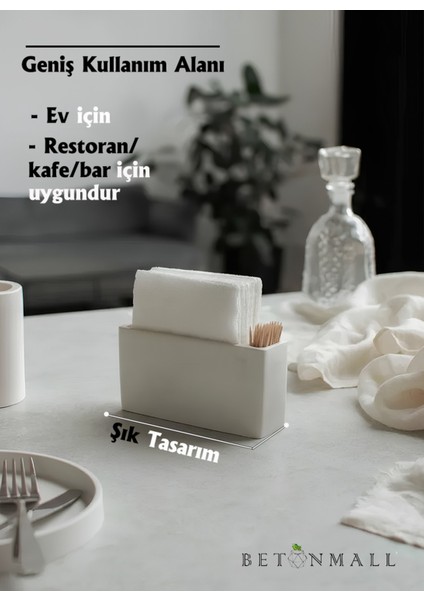 El Yapımı Beton Gri Alçı Peçetelik | Minimal Masa ve Mutfak Dekoru | Kafe & Bar Için fiyatları