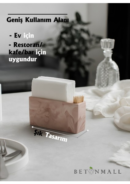 El Yapımı Beton Gri Alçı Peçetelik | Minimal Masa ve Mutfak Dekoru | Kafe & Bar Için fiyatları