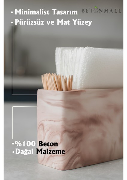 El Yapımı Beton Gri Alçı Peçetelik | Minimal Masa ve Mutfak Dekoru | Kafe & Bar Için modelleri