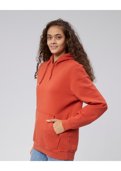 Mooncover Kadın Kapşonlu Kanguru Cepli Sweatshirt – Bordo