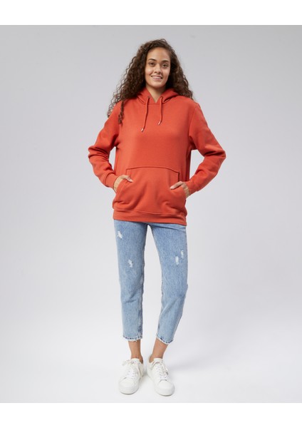 Mooncover Kadın Kapşonlu Kanguru Cepli Sweatshirt – Bordo fiyatları