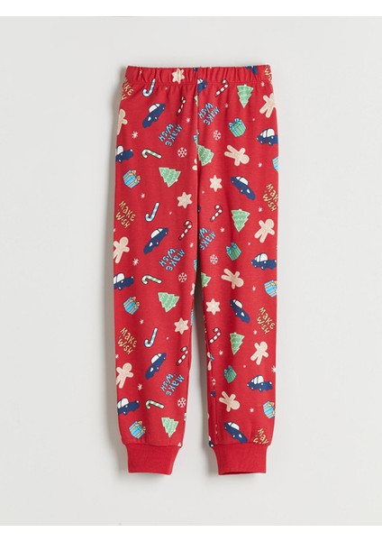 Yeni Sezon Bisiklet Yaka Yılbaşı Temalı Erkek Çocuk Pijama Takımı fırsatları