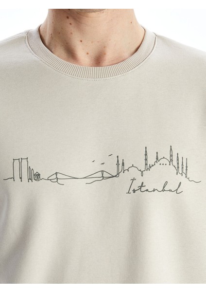 Yeni Sezon Bisiklet Yaka Baskılı Erkek Kalın Sweatshirt modelleri