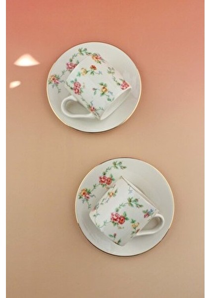 Mine Çiçeği Altın Yaldızlı Iki Kişilik Kahve Fincan Takımı fiyatları