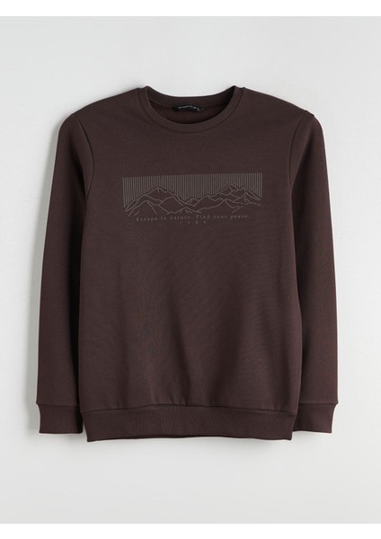 Yeni Sezon Bisiklet Yaka Baskılı Erkek Kalın Sweatshirt indirimleri