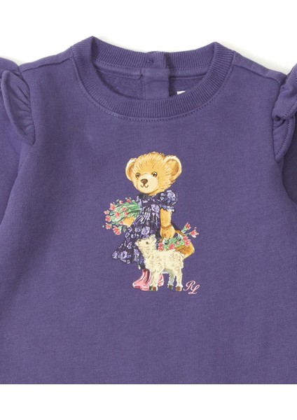 Mor Ayıcık Baskılı Kız Bebek Sweatshirt modelleri