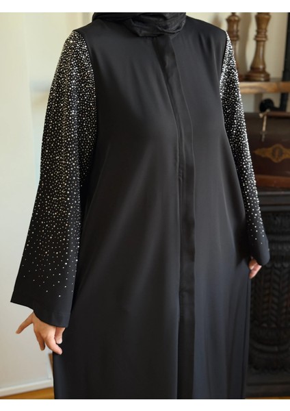 Siyah Kolu Taşlı Ferace 5048 fırsatları