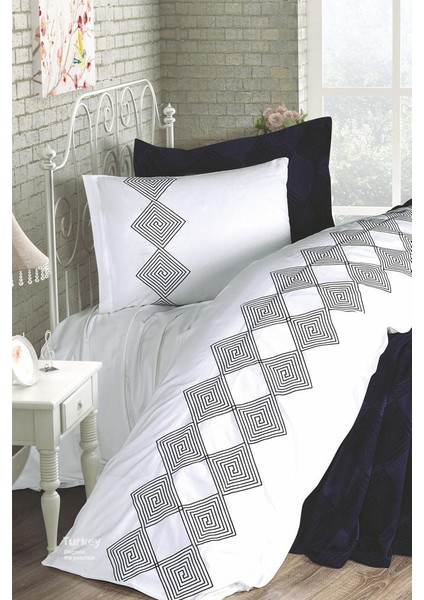Seher 4 Parça Nakışlı Pike Takımı 240X260 Lacivert