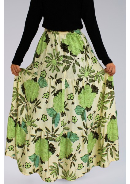 Kadın Uzun Etek - Viskon Kumaş Çiçek Desenli Kadın Uzun Etek fırsatları