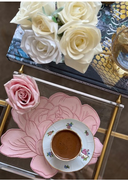 Şakayık Pembe 4'lü Bardak Altlığı modelleri