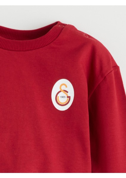 Yeni Sezon Bisiklet Yaka Galatasaray Baskılı Erkek Bebek Sweatshirt ve Eşofman Alt 2'li Takım modelleri