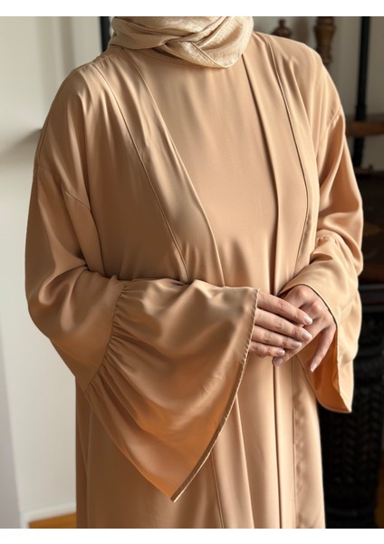Camel Fırfırlı Ikili Takım Abaya Takım 5038