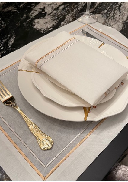 Elegance 2’li Çift Sıra Altın Nakış Detaylı Peçete 40X40 cm fiyatları