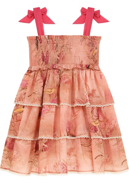 Cascadian Pembe Fırfırlı Katlı Kız Çocuk Elbise modelleri