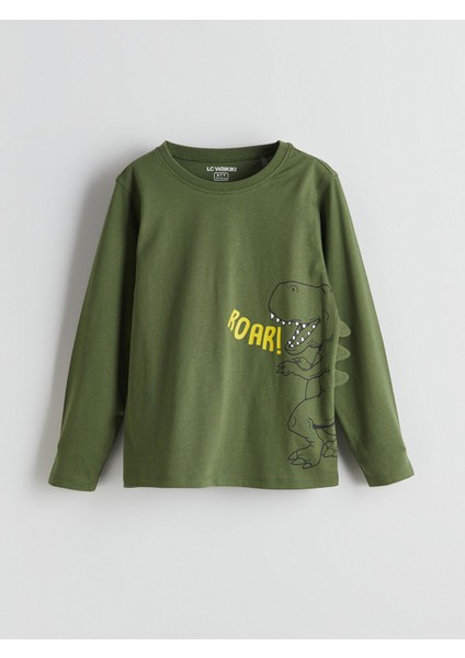 Yeni Sezon Bisiklet Yaka Dinozor Baskılı Erkek Çocuk Pijama Takımı fiyatları