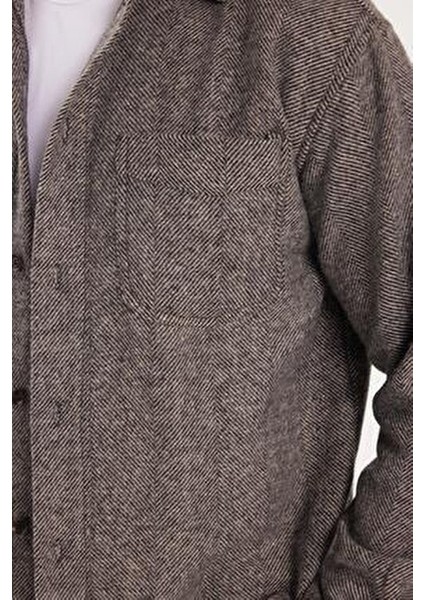 Erkek Relax Fit Rahat Kesim Oduncu Tek Cepli Kapaklı Armürlü Vizon Apaş Yaka Kışlık Gömlek modelleri