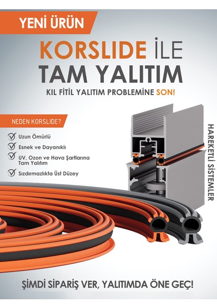 Korslıde-Cam Balkon Fitili-Toz/ses/ısı ve Su Için Kıl Fitil Alternatifi-5 Metre Uzunluk-5 mm