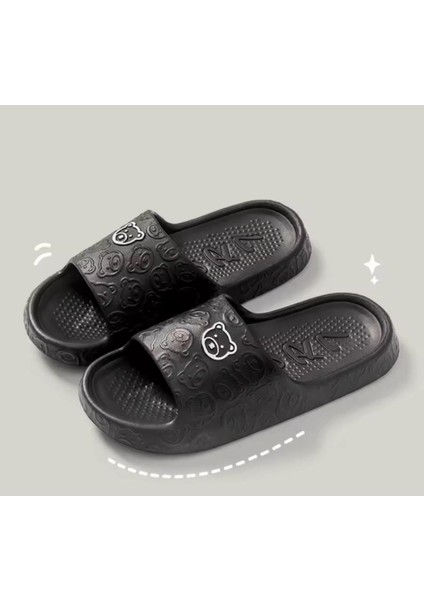 Sevimli Karikatür Ayı Desenli Terlikler, Rahat Yumuşak Tabanlı Yastık Terlikler, Rahat Ev Terlikleri