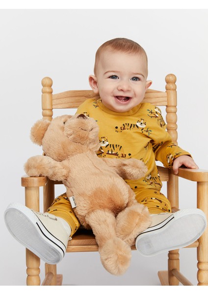 Yeni Sezon Bisiklet Yaka Baskılı Erkek Bebek Pijama Takımı