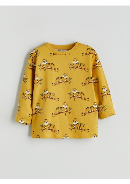 Yeni Sezon Bisiklet Yaka Baskılı Erkek Bebek Pijama Takımı fırsatları