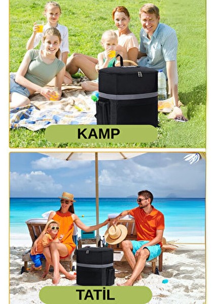 Profesyonel Kamp Için Soğutucu Termal Sırt Çantası - Reflektörlü Yemek Taşıma Sırt Çantası