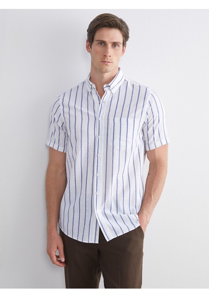 Yeni Sezon Regular Fit Çizgili Erkek Gömlek