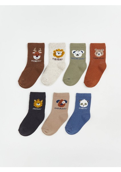 Yeni Sezon Baskılı Erkek Bebek Soket Çorap 7'li