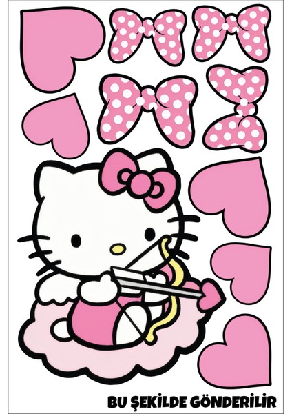 Hello Kitty Set Sticker Su Geçirmez Yüksek Çözünürlüklü Araba Motorsiklet Kask Laptop Duvar Sticker